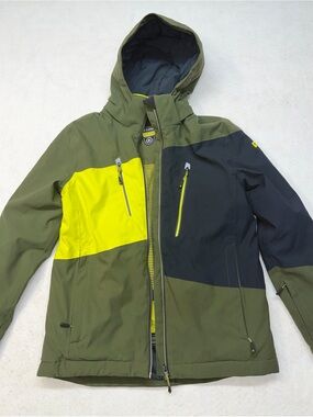 Boy’s Killtec KSW 174 Insulated Jacket- Size Large in Black, Olive & Neon Yellow